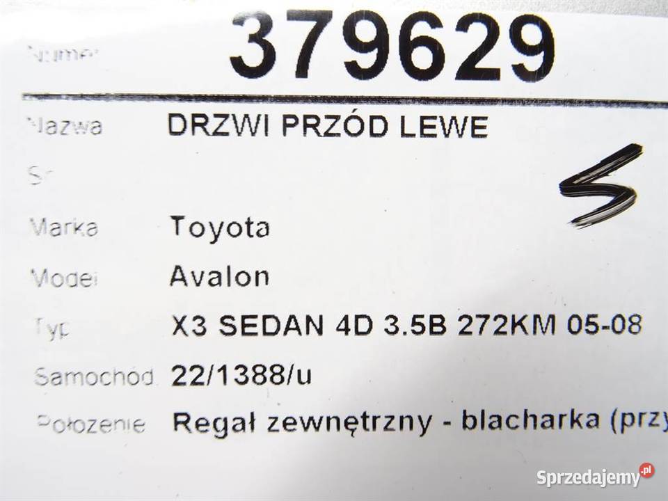 DRZWI PRZÓD LEWE TOYOTA AVALON SedanLimuzyna