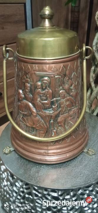 Kanka pojemnik parasolnik węglarka miedziana z