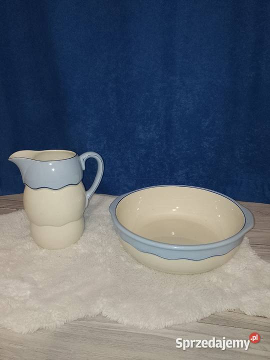 misa i dzban zestaw kąpielowy sygnowany Porcelana i szkło małopolskie