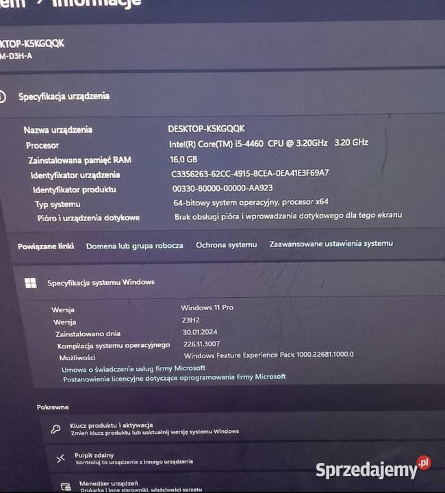Komputer gamingowy monitor Lenovo 238 Full HD Włocławek