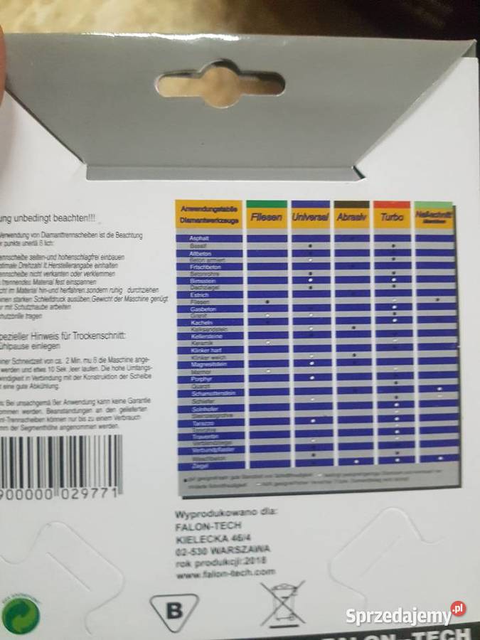 Tarcza diamentowa 125x2223 FALONTECH D 125 Głogowa