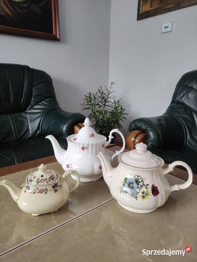 Antyczne porcelanowe czajniki imbryki Anglia Janów Lubelski
