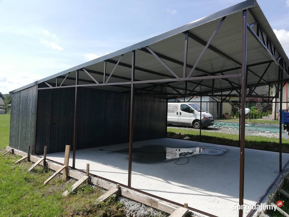 Garaż Blaszany Drewnopodobny z Zadaszeniem Radomsko