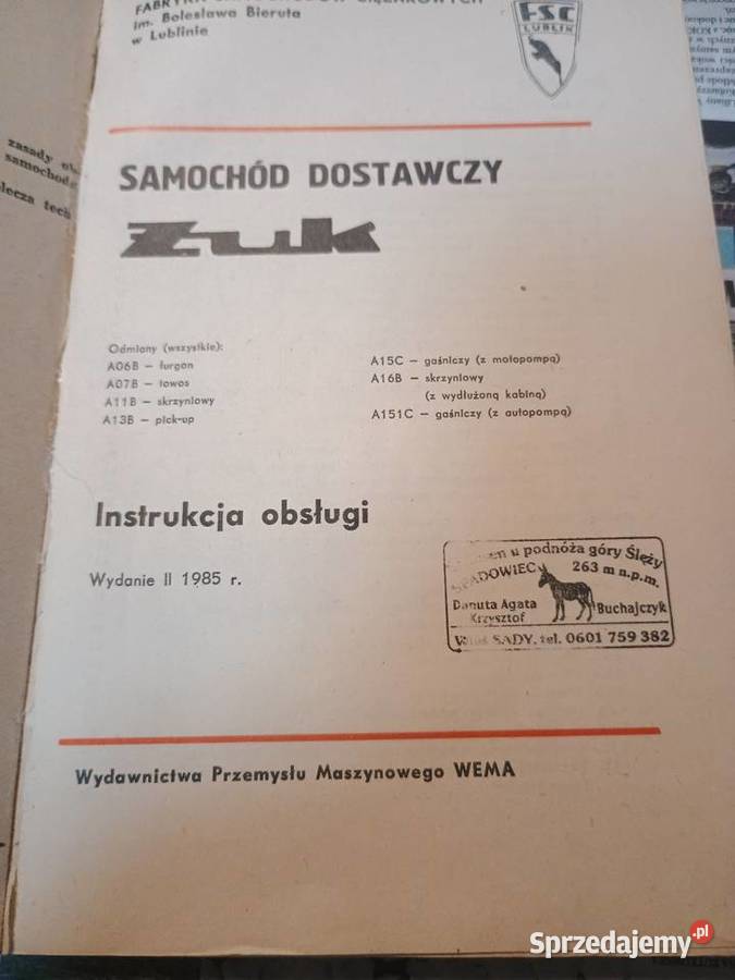 Żuk instrukcje obslugi dolnośląskie Ręków