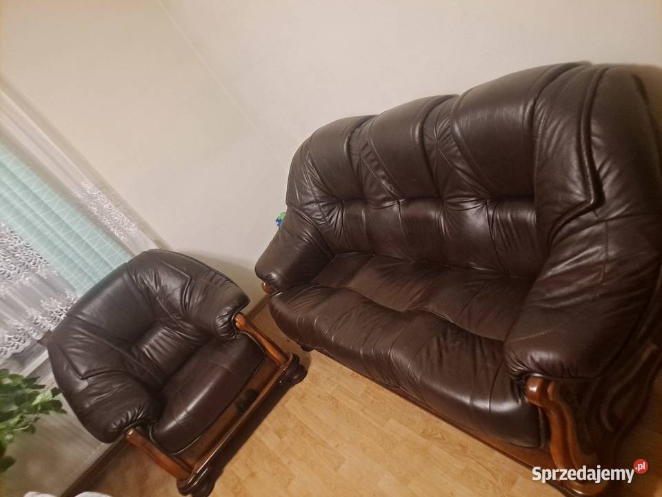 Kanapa skórzana z fotelem Siewierz sprzedam
