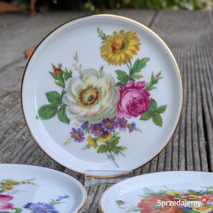 Trzy Ukwiecone TalerzykiKonfiturówki Frstenberg dolnośląskie Legnica