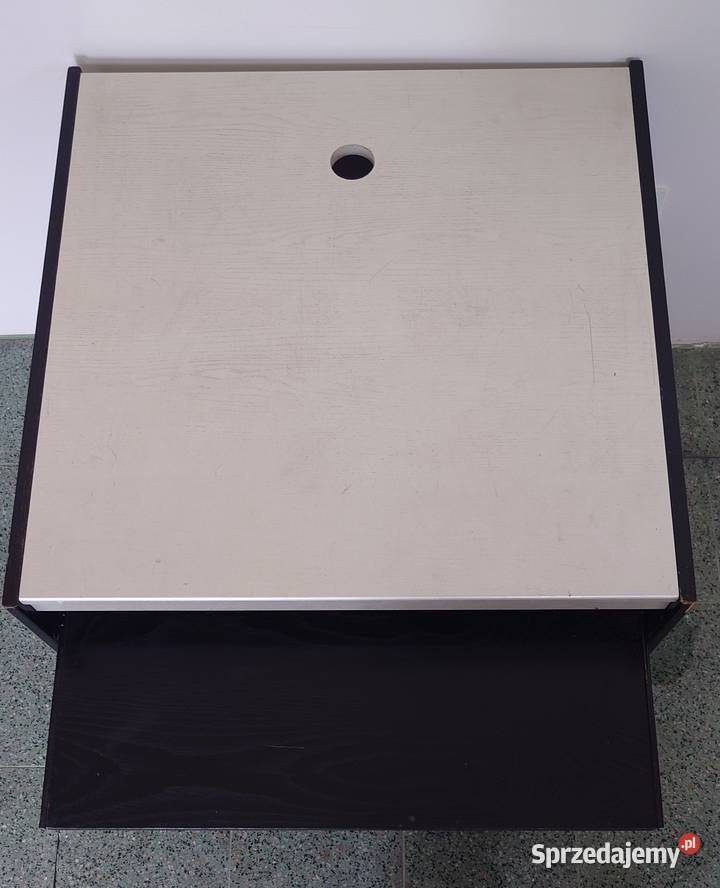 Biurko Stół biało czarny drewno 80 x 80 x 75