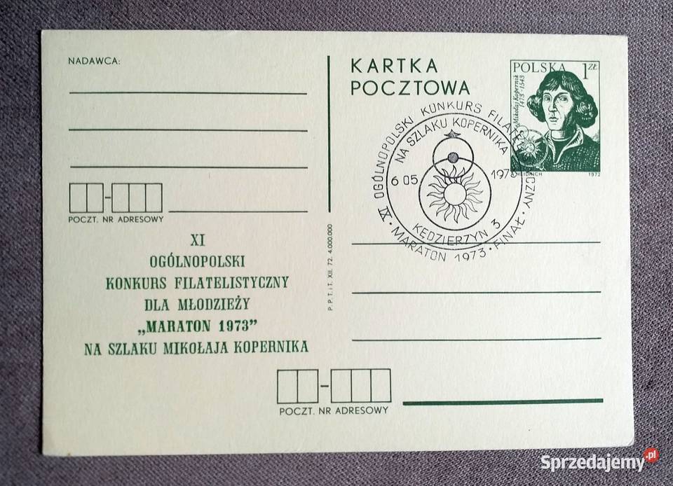 MARATON 1973 NA SZLAKU MIKOŁAJA KOPERNIKA KARTA Piszczac