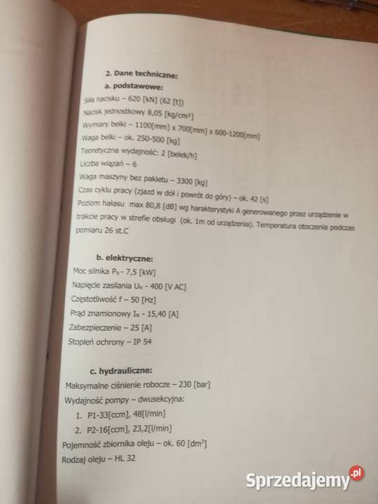 Prasa hydrauliczna pionowa ARTechnika PBs620 Sobota