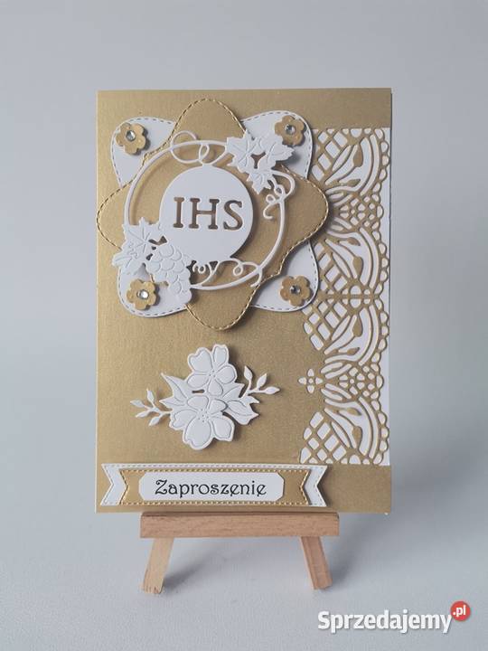 ZAPROSZENIA KOMUNIA UNIWERSALNE IHS W RAMKACH B6 Rękodzieło wielkopolskie Poznań