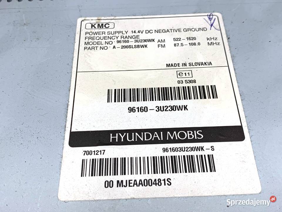 RADIO KIA SPORTAGE III 961603U230WK ODTWARZACZ