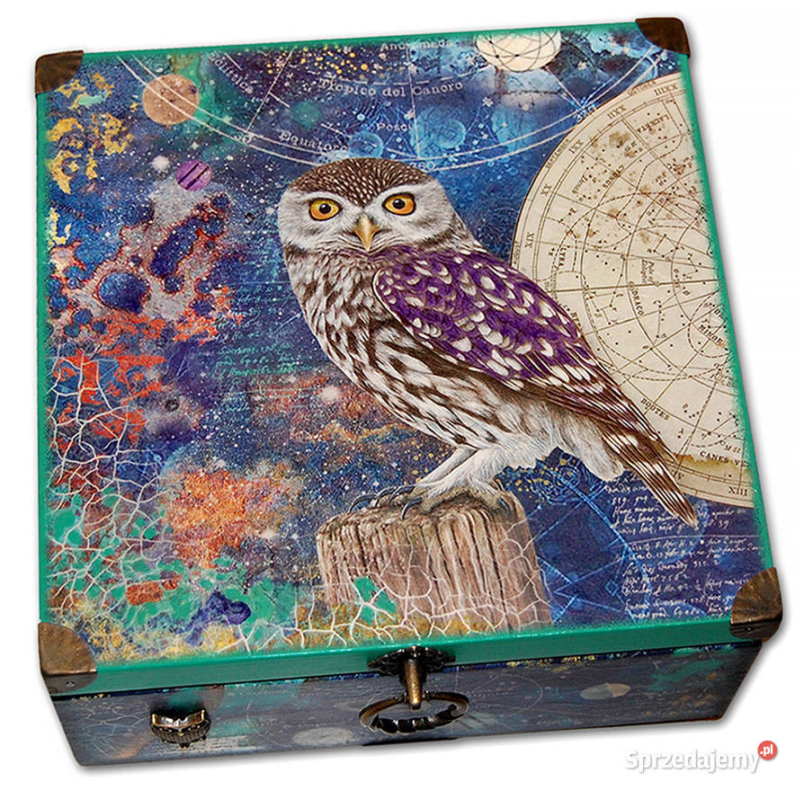 SZKATUŁKA pudełko drewniane Astrology Owl