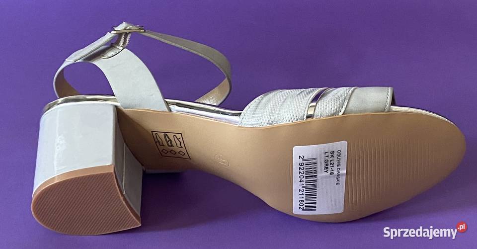 Szare damskie sandały na obcasie rozmiar 41 26cm Żyrardów sprzedam