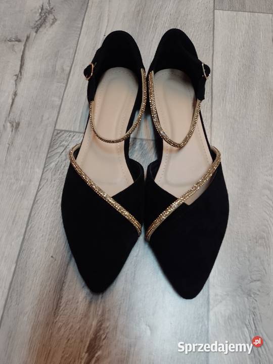 42 Czarno złote bogato zdobione baleriny Kraków sprzedam