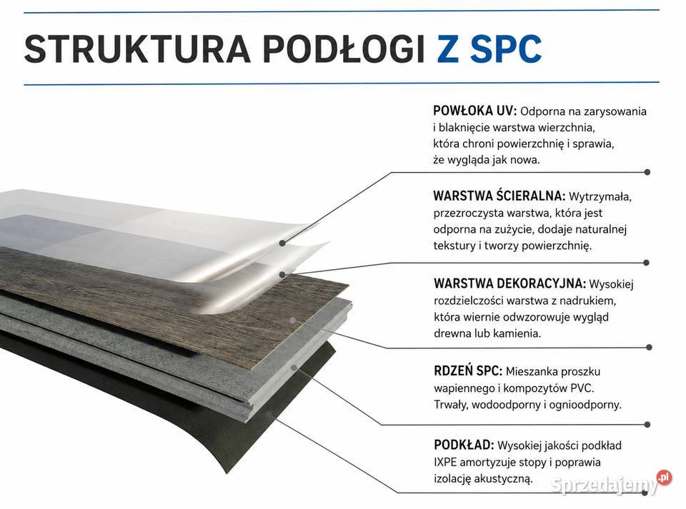 Panele winylowe SPC Szary Dąb 1220x183x5 mm Wykończenie Warszawa