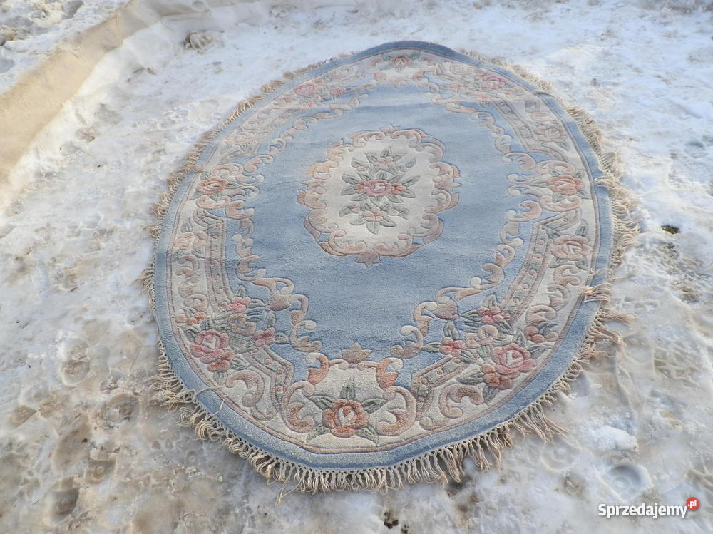 Dywan wełniany tkany owalnyelipsa Tkaniny lubelskie Derewiczna