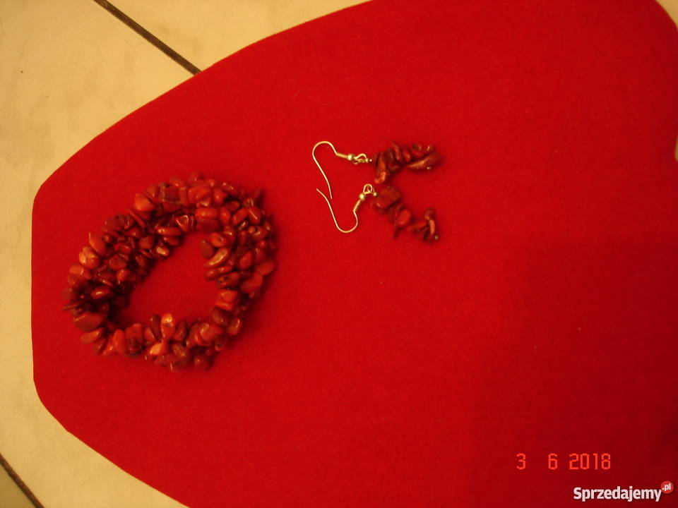 Biżuteria z kamieni KORAL obróżka bransoletka Częstochowa