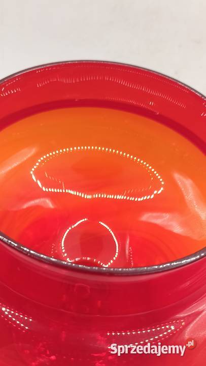 Wazon puchar szklany czerwony rubinowy Porcelana i szkło Zamość