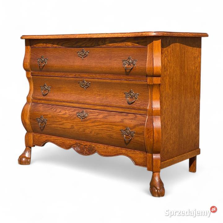 Stylowa brzuchata komoda na rzeźbionych nogach Gryfice