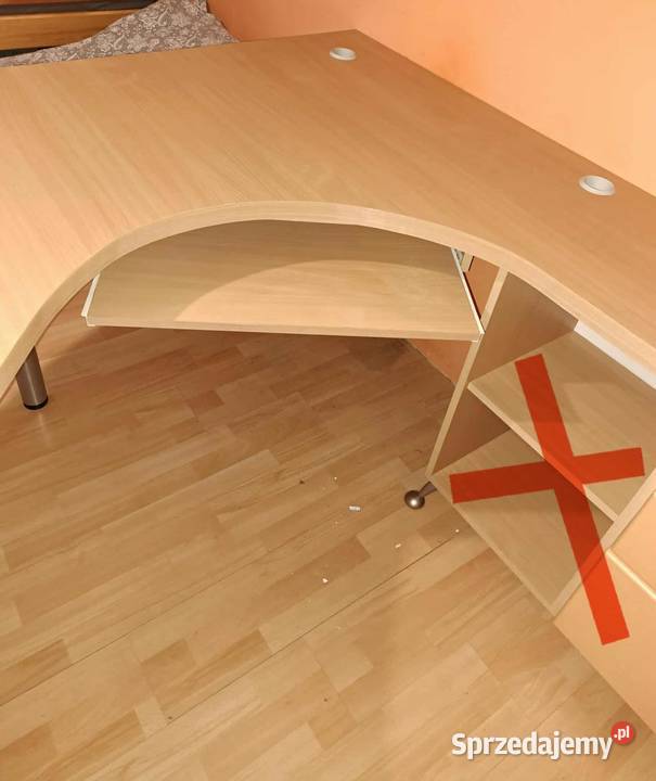 Biurko duże gruby blat półkole buk półka Biurka Złotniki Kujawskie