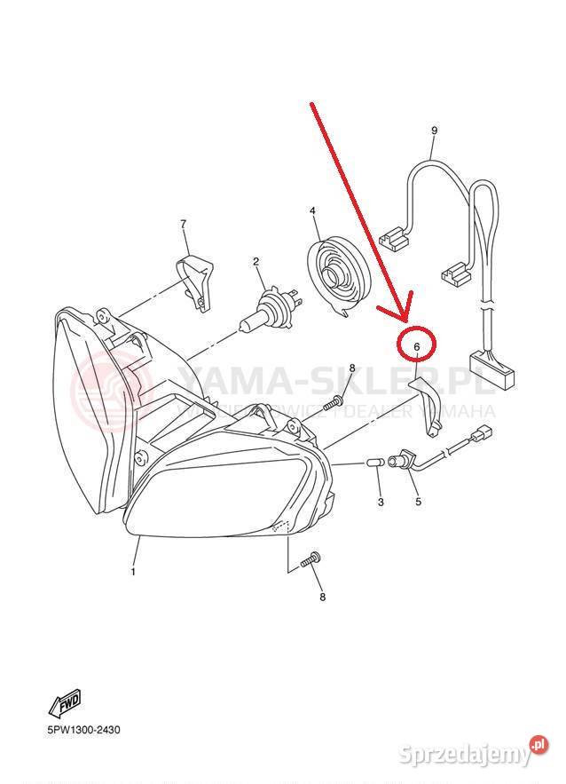Zaślepka lampy przód Yamaha YZFR1 5PW8438600 Pozostałe Kielce