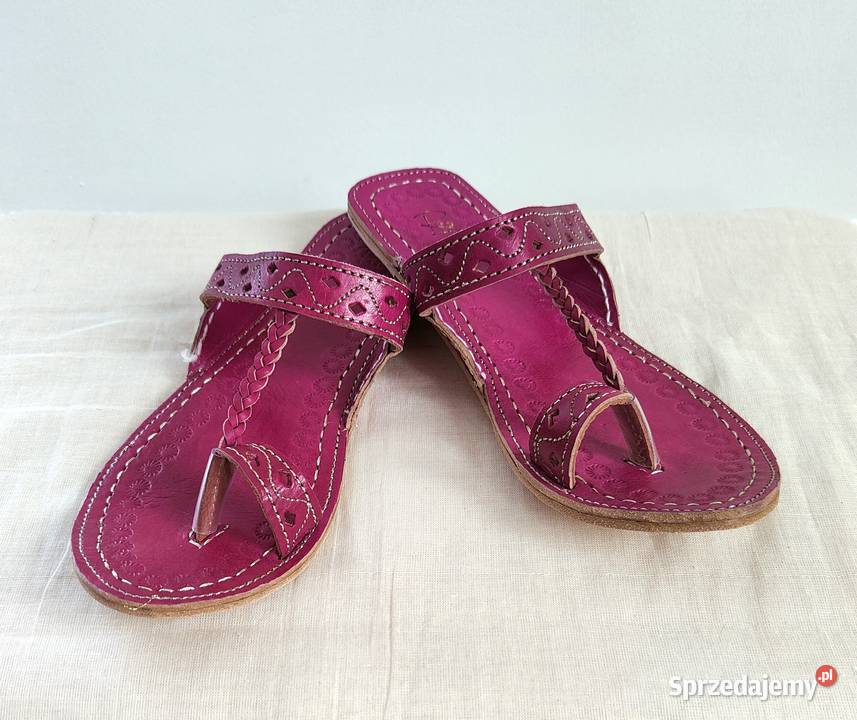 Skórzane japonki kohalpuri 40 fiolet orientalne sprzedam