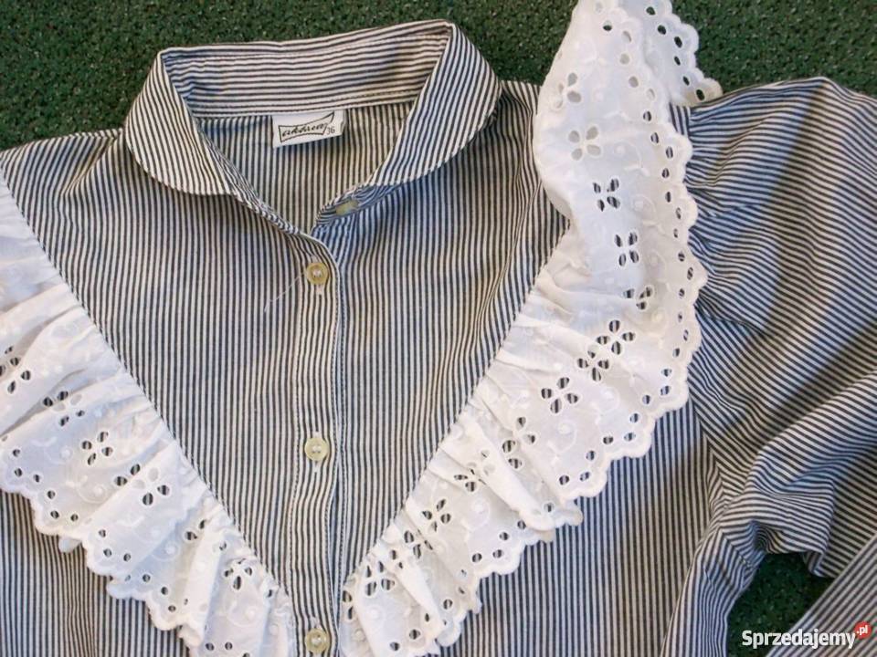 Koszula bawełna Falbanka Paseczki 36 długi Bluzki i koszule
