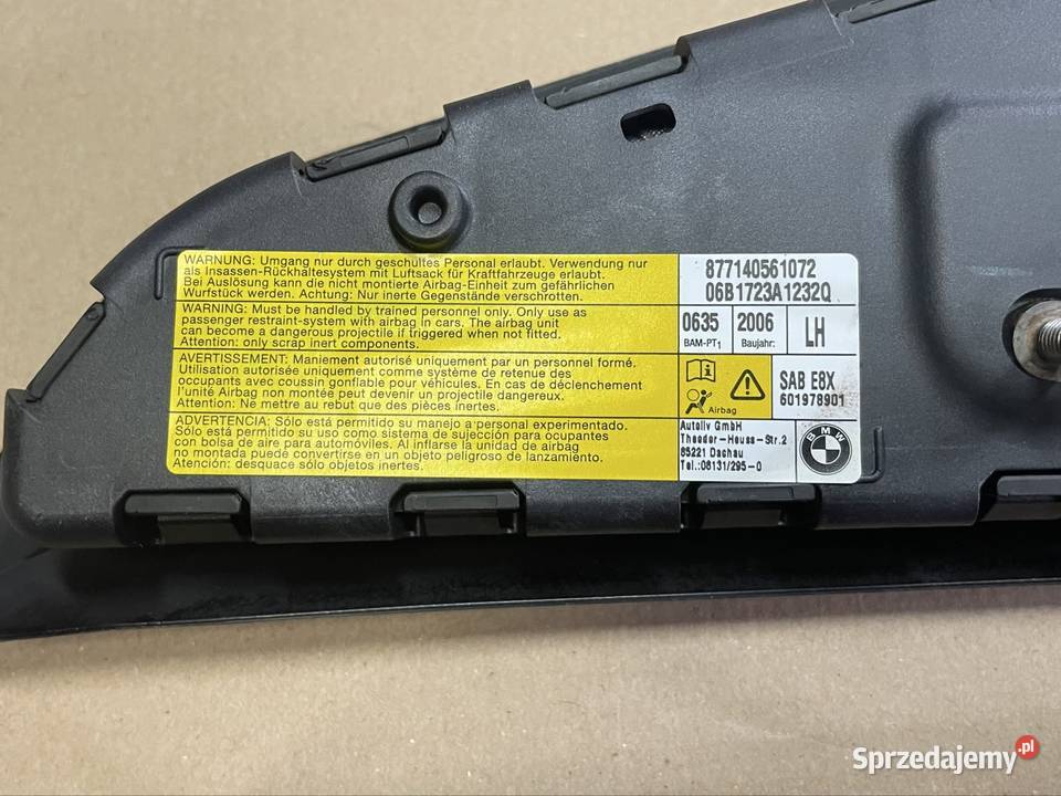 601978901 poduszka airbag fotela lewy prawy bmw Rok produkcji 2006 Szczecin