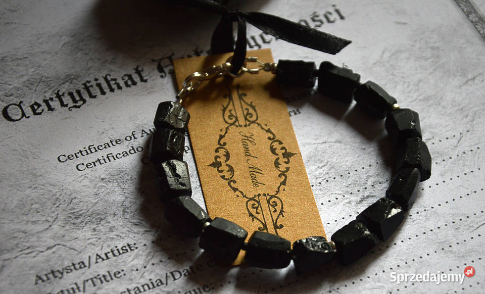 Turmalin naturalny czarny Bransoletka rękodzieło Bydgoszcz