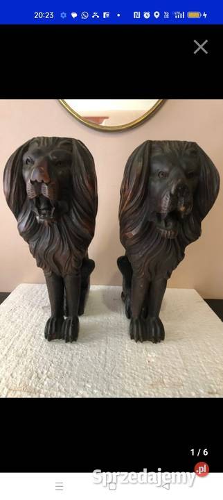 RZEŻBA PARA LWY 1900R Antyki śląskie Bielsko-Biała sprzedam