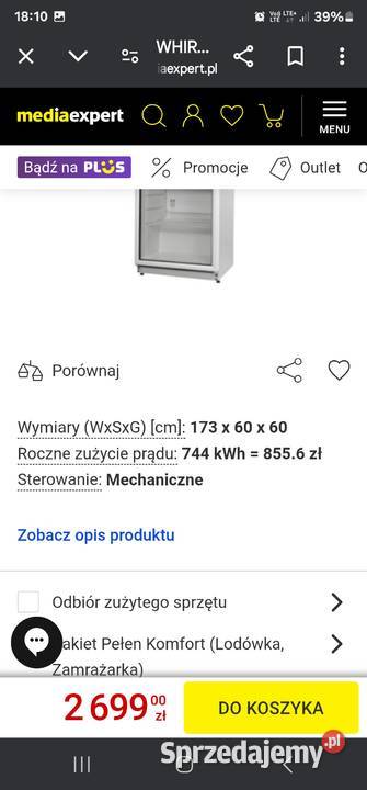 Witryna chłodnicza Whirlppol