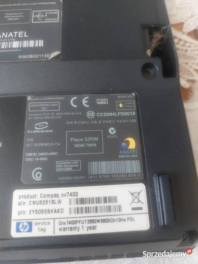 HP LAPTOP COMPAQ NX7400 NA CZESCI Nowy Sącz