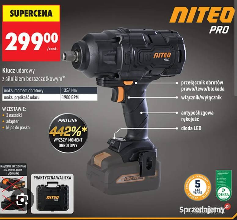 NITEO PRO KLUCZ UDAROWY 20V z silnikiem Ełk