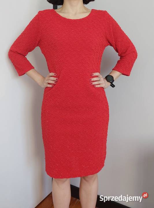 czerwona sukienka zimowa stan idealny SM Boże Poznań sprzedam