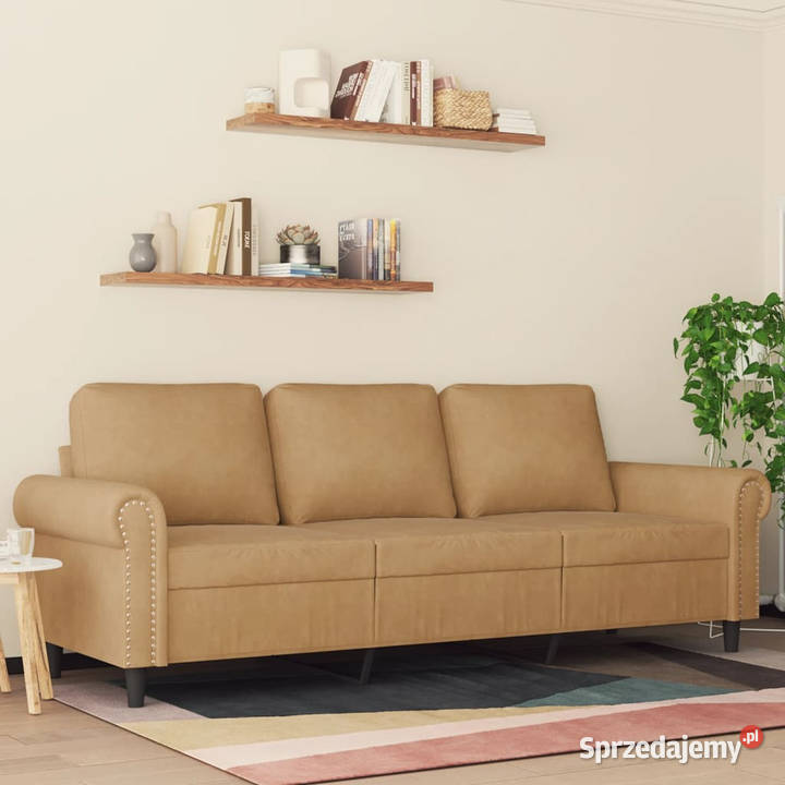Sofa 3osobowa brązowa 180 tapicerowana aksamitem mazowieckie Warszawa