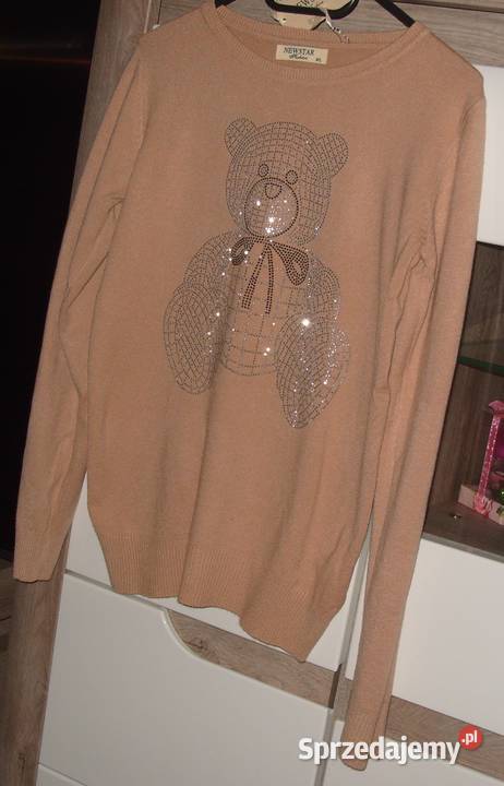 NEWSTAR FASHION sweterek z cyrkoniowym Miśkiem Rawicz