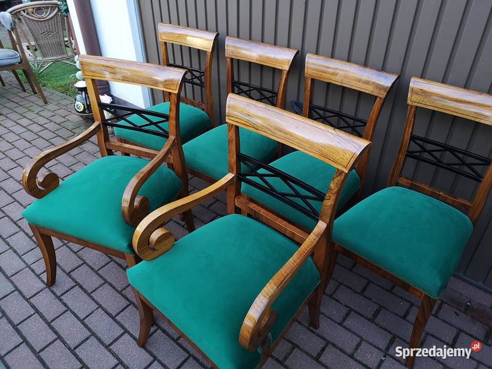 KrzesłaFotele Komplet Biedermeier Orzech Stare Swarzędz
