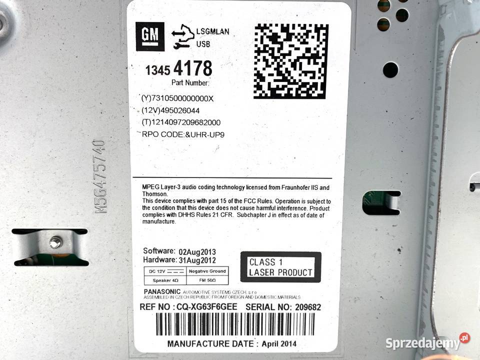 RADIO OPEL ZAFIRA C 13454178 ODTWARZACZ