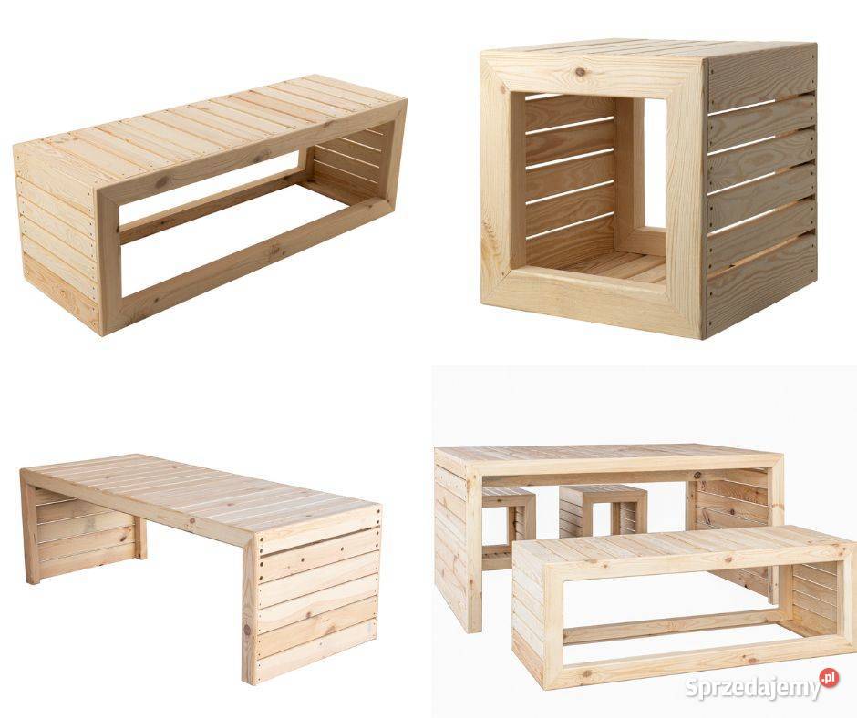 Meble ogrodowe drewniane tarasowe nieskładane