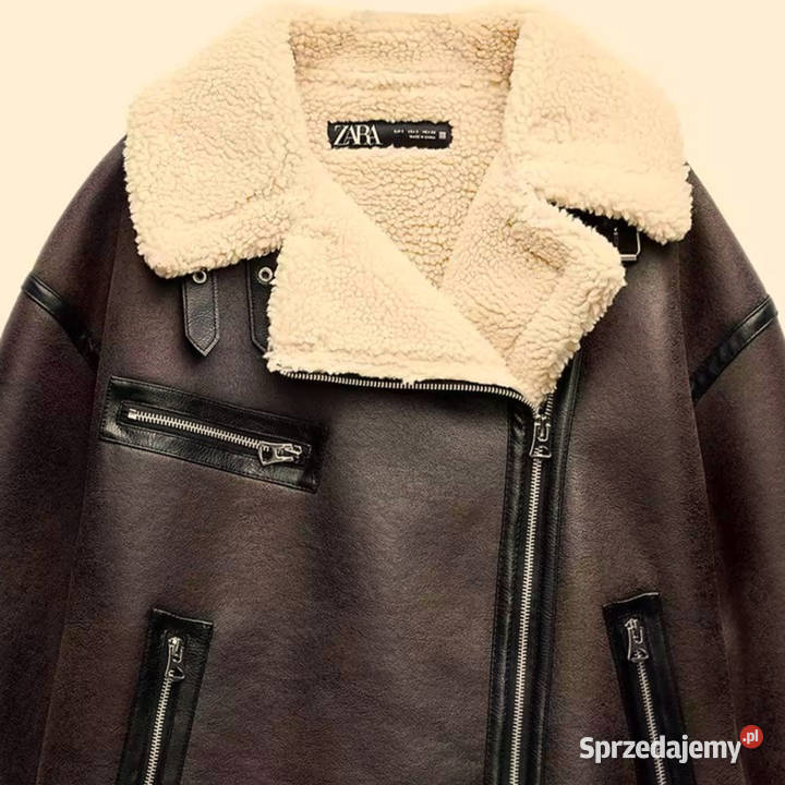 ZARA Piękna Długa Dwuwarstwowa Brązowa Kurtka Warszawa