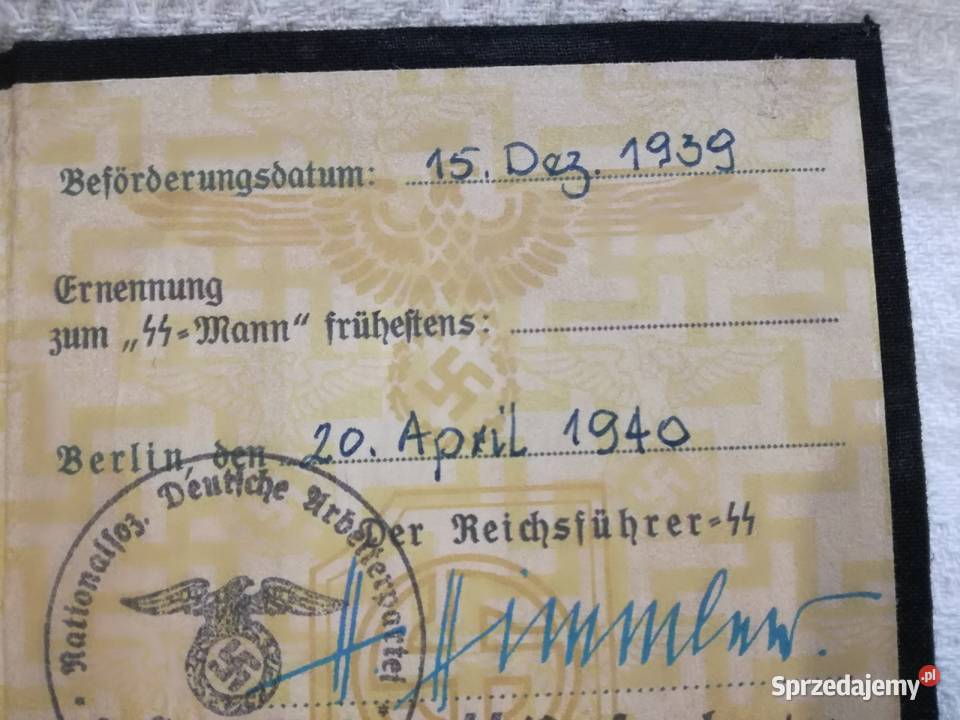 Legitymacja SS ze zdjęciem III Rzesza Militaria Kraków