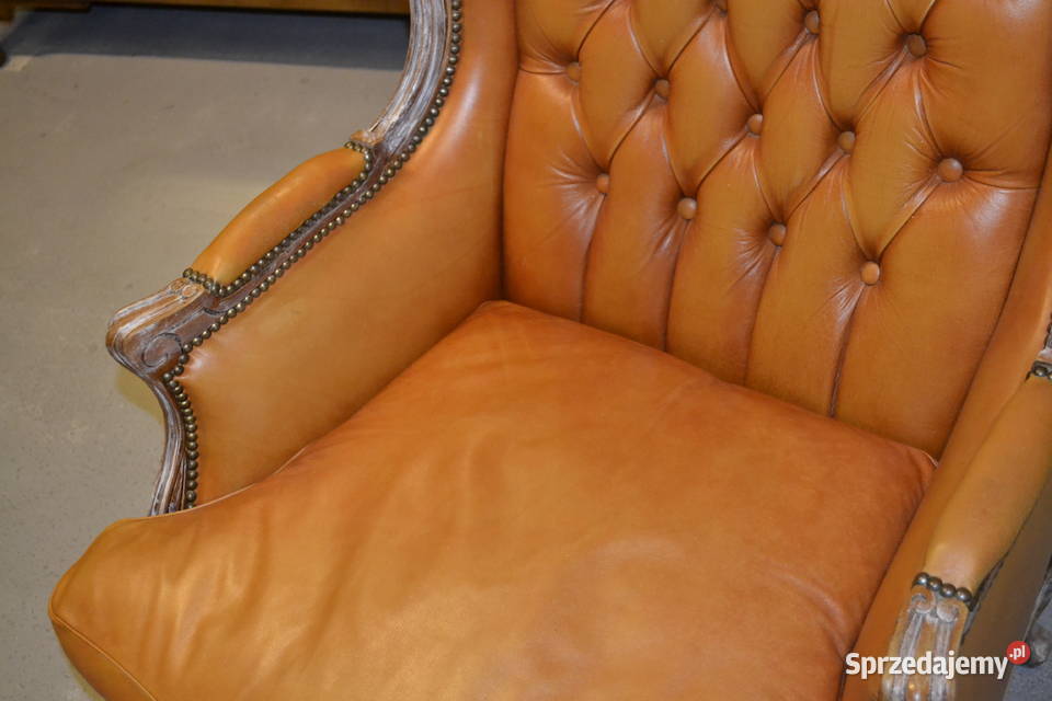 fotel ludwikowski skóra pikowania Będzin