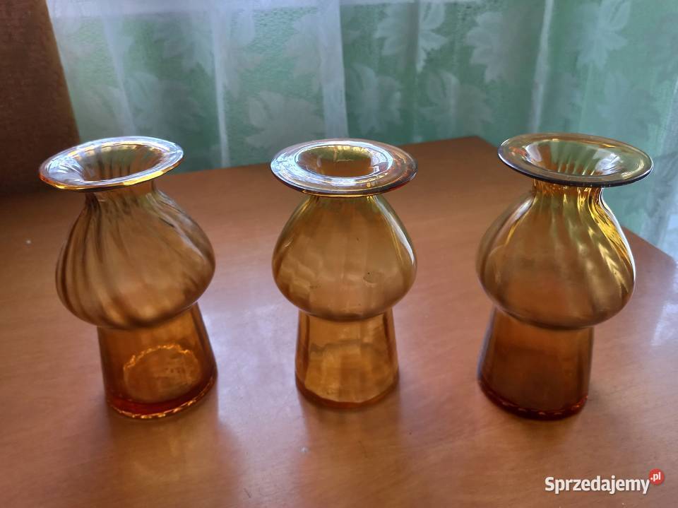 Wazon szklany miodowy PRL Zgierz