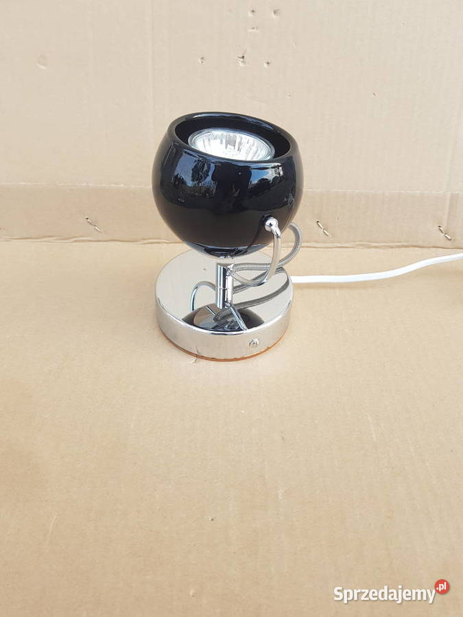 Lampka stołowa TV KULKA czarna SZKŁO mała FAJNA