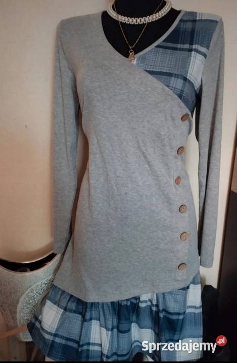 Nowa szara sukienka dzianinowa 38 40 wiosenna w czarny Puławy