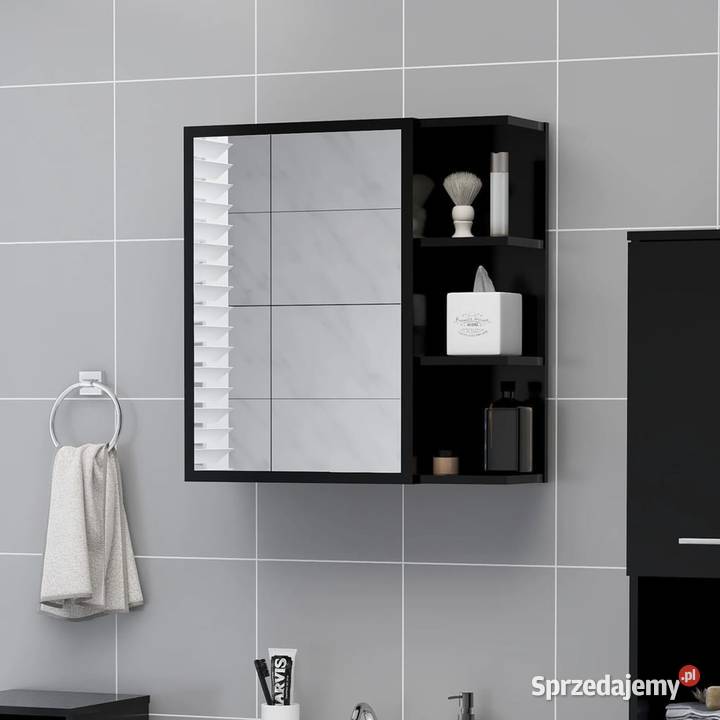 vidaXL Szafka z lustrem czarna 625x205x64 Litery 3D