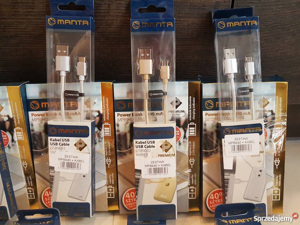 Powerbank MANTA MPB940 Carbon 4000 mAh Kabel Kielce