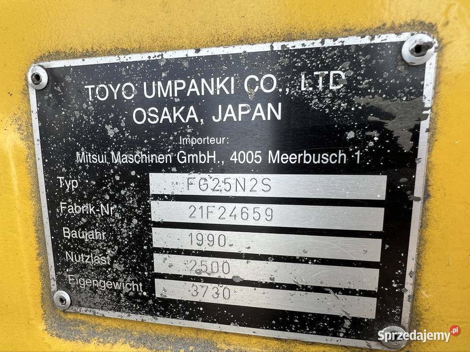 Wózek widłowy TCM fg25n2s wolny skok 2500 udzwig Chełmno