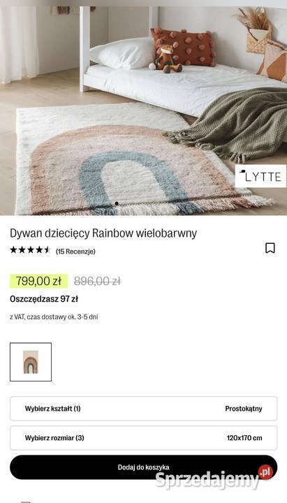 Dywan dziecięcy Rainbow 100 wełna ręcznie Ostrowiec Świętokrzyski