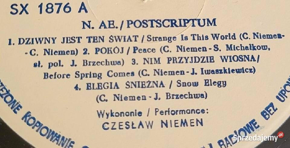 Czesław Niemen Postscriptum płyta winylowa z kujawsko-pomorskie